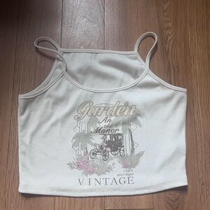 White and Pink Graphic Crop Camisole Top